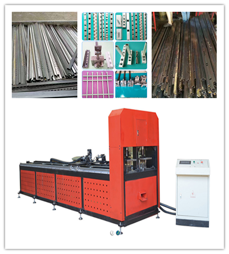 佛山九江排骨架方管自動沖孔機設(shè)備熱熔螺絲孔四工位一體機
