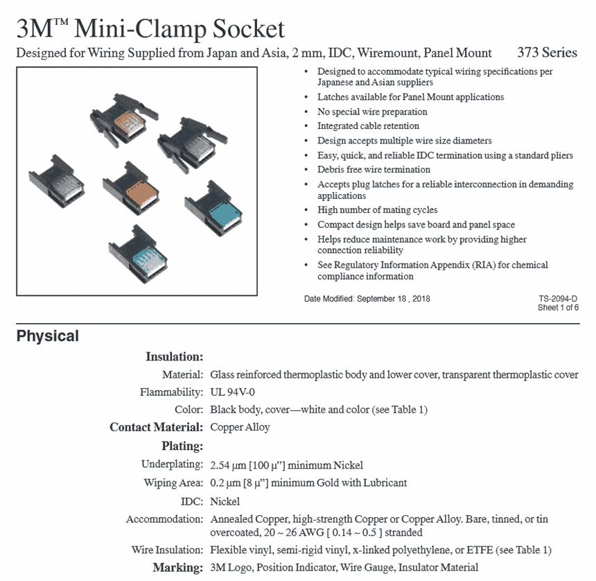 3M原裝進口Mini連接器 37304-3101-000FL