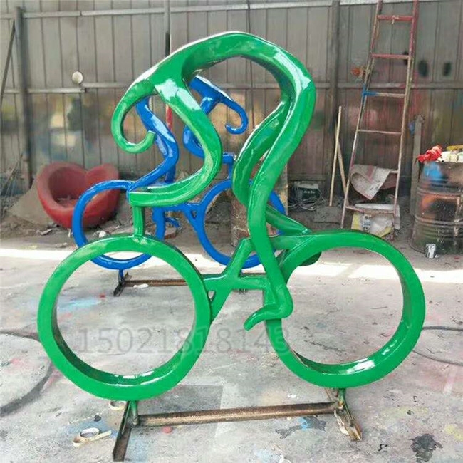 南陽抽象騎自行車雕塑 園林景觀人物擺件
