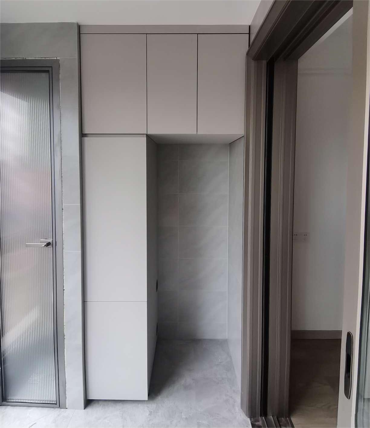 源頭廠家陽臺柜定制雙機疊放石英石臺面帶盆帶搓板一體組合柜