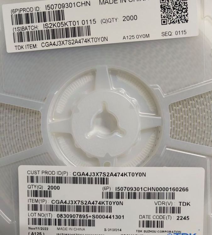TDK車規(guī)級貼片電容器CGA4J3X7S2A474KT0Y0N0805474K100VX7S10